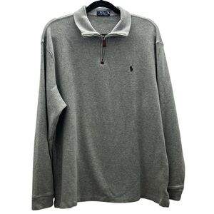 Polo Ralph Lauren 1/4 Zip Long Sleeve Sweater Heather Gray Pony XL